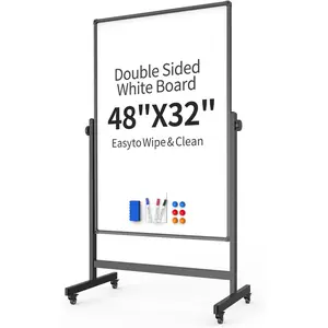 48x32inches Mobile Whiteboard - Adjustable Height, Standing Whiteboard  Wheels, Double-Sided  Dry Erase Board for Office, , Classroom