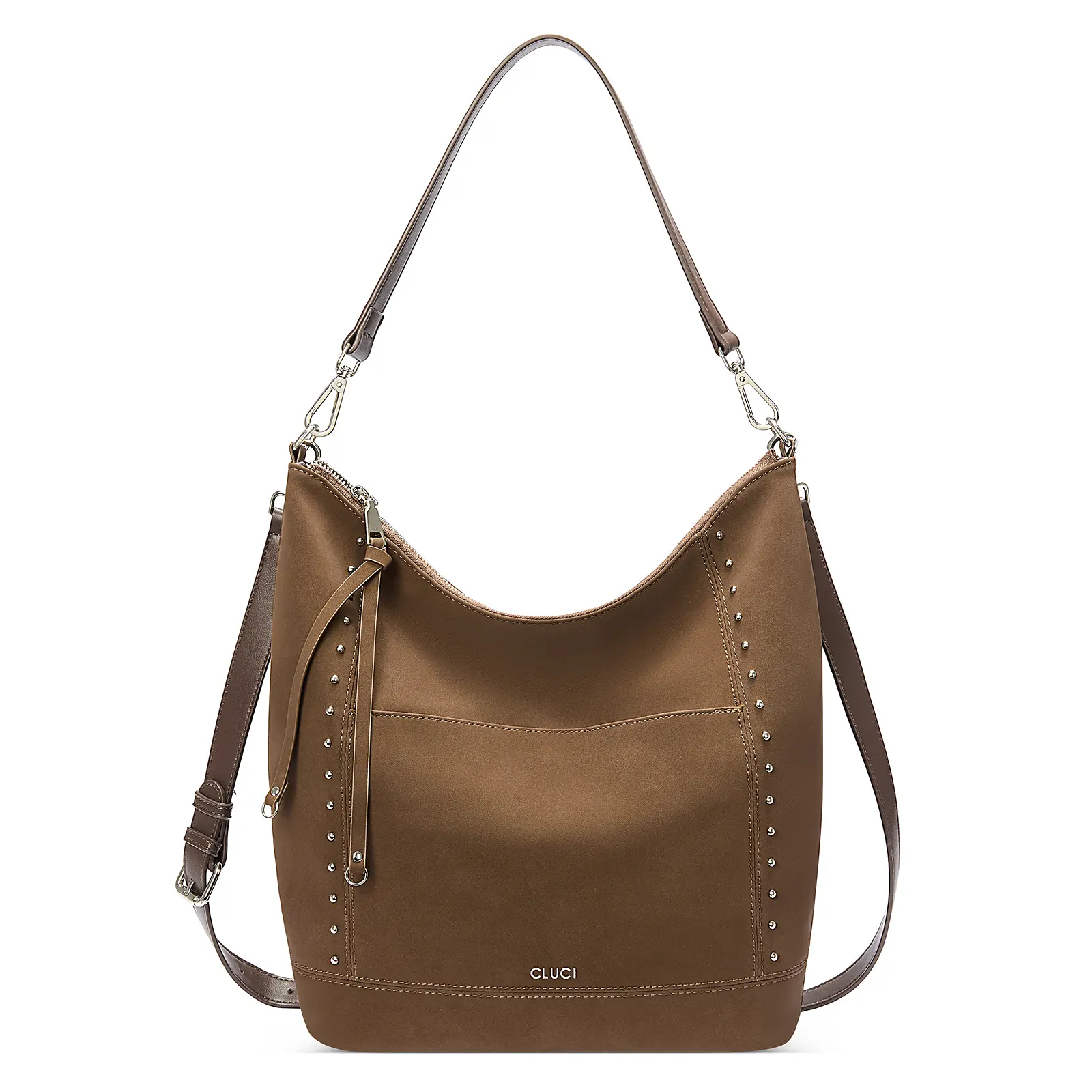 CLUCI Women's Crossbody Shoulder Purse - Chic Large Hobo Bag with 2 Replaceable Shoulder Straps, Adjustable Strap, Fringe Accents for Work, Travel, Chic Crossbody Bag