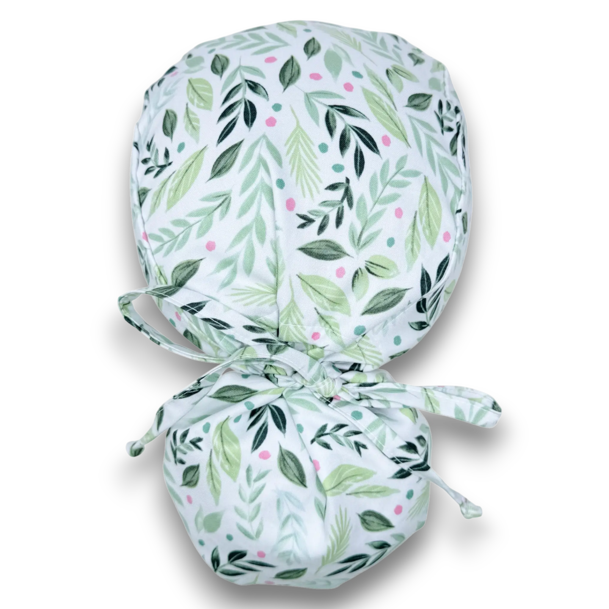Floral Ponytail scrub cap for women with satin lined option by Paradise Caps.