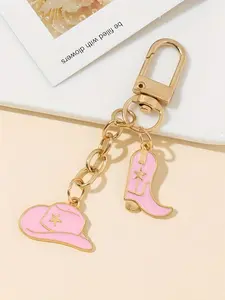Cowboy Hat & Boot Design Keychain, Stylish Keychain, Trendy Cute Keychain, Cute Keychain for Couples & Friends, Decorative Keychain For Bags, Bag & Car Key Accessory
