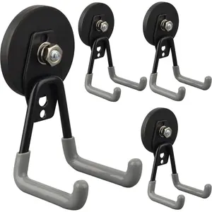 Heavy Duty  Hooks, Large  Hooks for Power Drill,Garden Tools, Hose,Pegboard,Garage,Workshop,4 Pack  Storage Hooks for Indoor Outdoor (Gray)