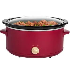 Paris Hilton 6-Quart Manual Slow Cooker, Features Three Settings (Low, High, Warm), Naturally Nonstick and Dishwasher Safe Stoneware Insert, Family Sized Capacity, Berry
