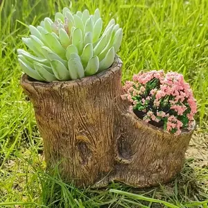 Resin Tree Stump Planter, Vintage Style Garden Pot, Outdoor Flower Container, Perfect for Yard and Lawn Display, Outdoor Planters