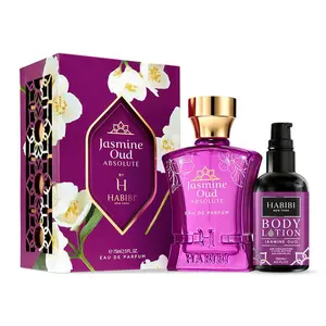 HABIBI NEW YORK Jasmine Oud Absolute EDP Fragrance & Body Lotion Bundle - Golden, Scented Woody Floral Women's Body Care with Shea, Cocoa & Argan, Long-Lasting Smooth Moisturizers