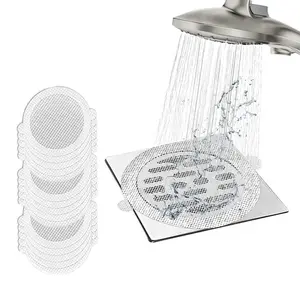 30 PCS Disposable Shower Drain Hair Catcher Mesh Stickers - Waterproof Adhesive - Easy to Use - Large 4.3 inch Shower Drain Cover Protector, Drain Hair Catchers for Shower Floor Drain Sink Strainer