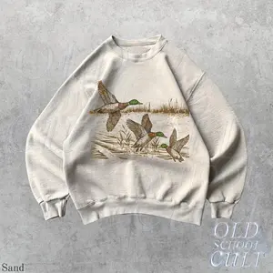 [ SALE UP TO 43% ] Retro Duck Nature Sweatshirt, Vintage Wildlife Mallard Pullover, Rustic Cabincore Crewneck