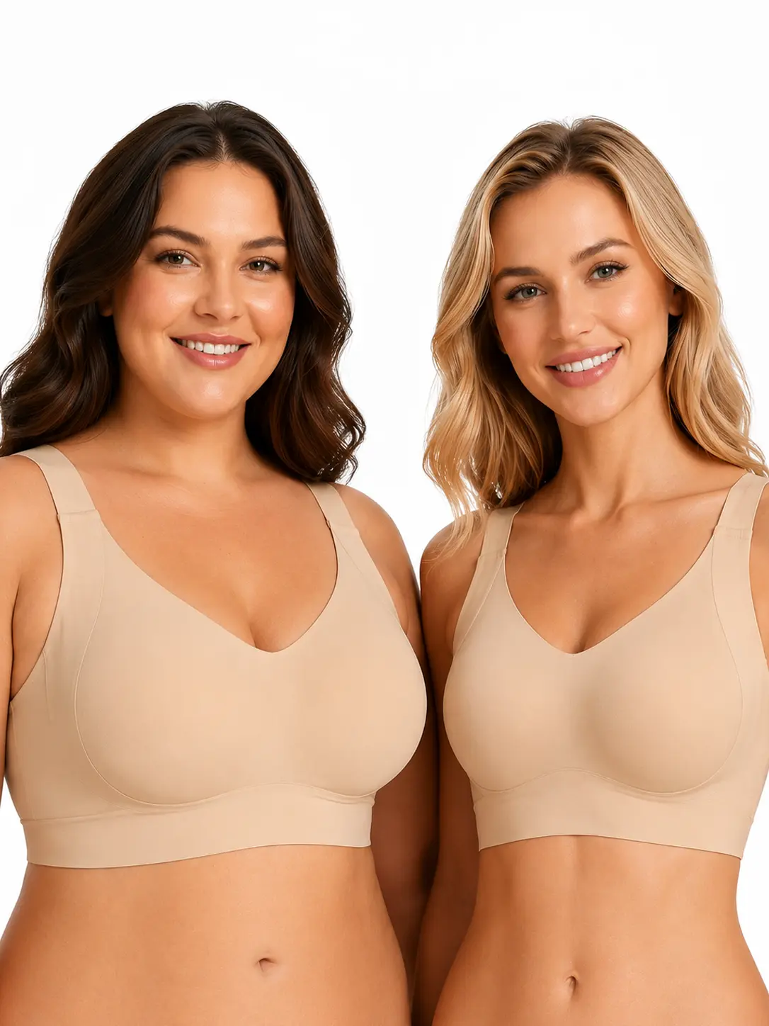 Plus Size Jelly Bra for Smoothing Back Fat, 4-Row Hook Closure, Seamless, Everyday Wear, Push-Up