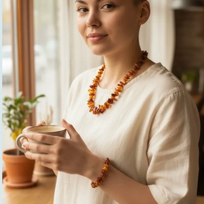 Authentic Amber Necklace - Natural Baltic Amber Beads for Women's Fashion Jewelry