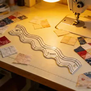 Wave Patchwork Ruler Template, Transparent Wave Edge Ruler, Sewing Machine Accessory, Home Use, Ideal for Quilting and Crafting