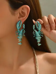 Bohemian Ocean Beach Vacation Style Artificial Lobster Earrings, Summer Vintage Fashion Unique Exaggerated Dangle Earrings Gift