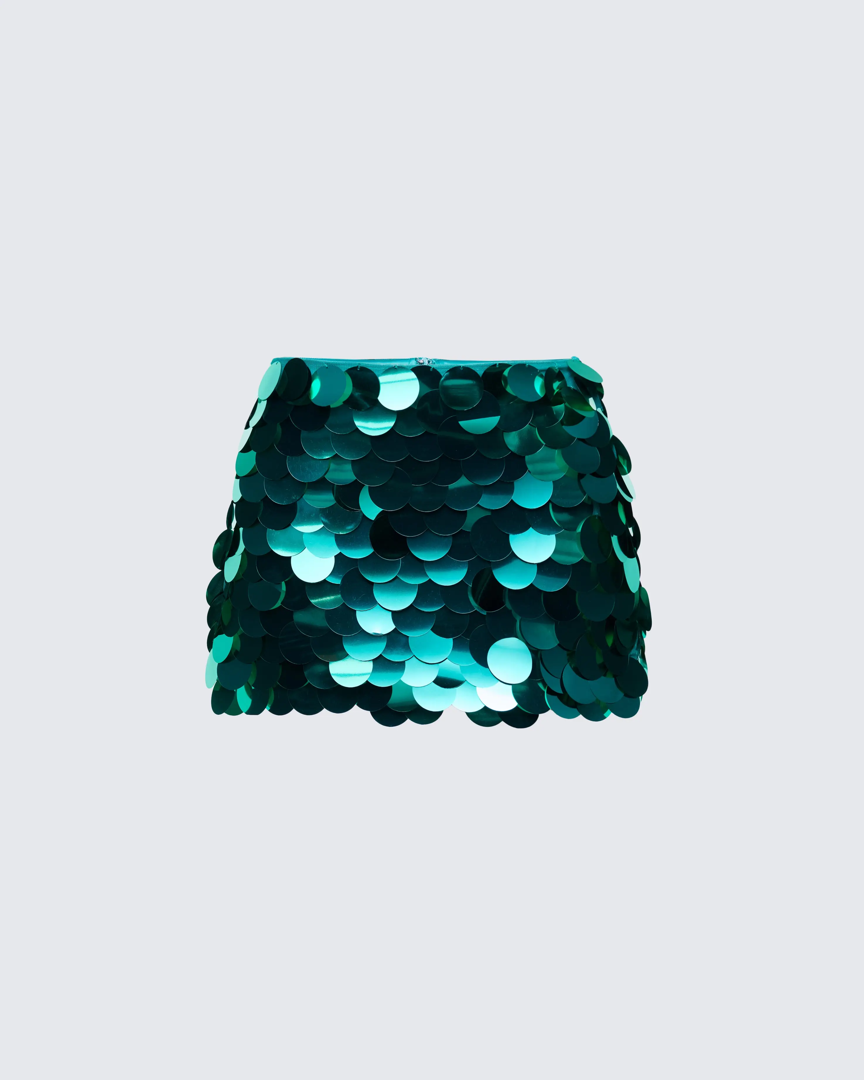 Women's Emerald Green Disco Mini Skirt with Large Sequins - Fitted Polyester Party Skirt for a Rave Aesthetic, Bottom, Girl