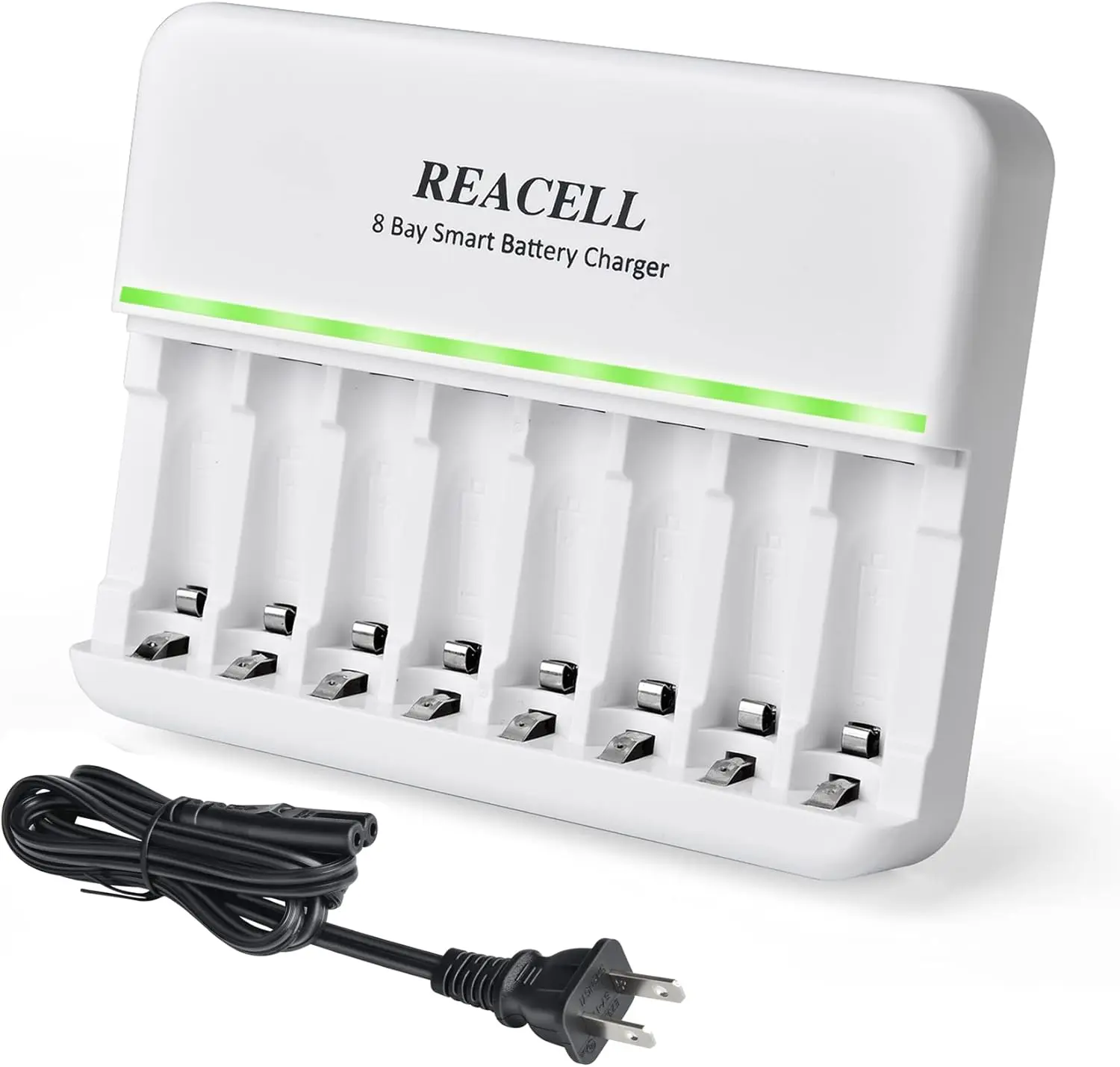 8-Slot Universal Battery Charger, Individual 8-Bay AC Charger for Ni-MH Ni-CD AA AAA Rechargeable Batteries