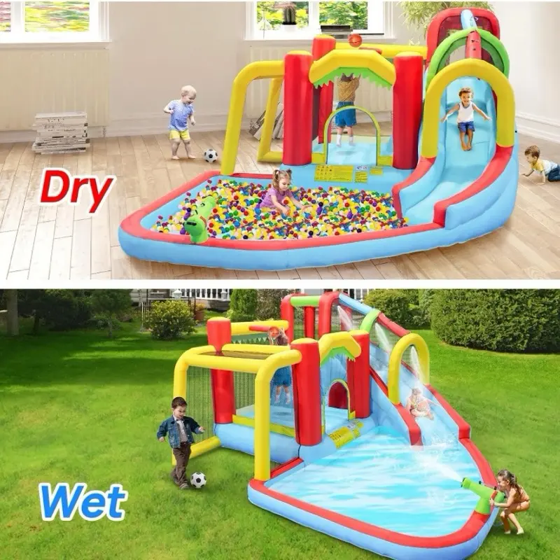 9 in 1 Inflatable Water Park with Slide, Bounce House and Splash Pool Inflatable Water Park | Bounce House with Slide