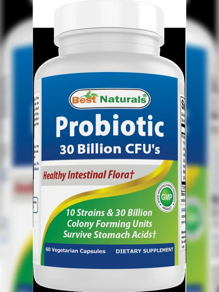 Best Naturals Probiotic 10 Strains & 30 Billion CFU Intestinal Flora, 60 Veggie Capsules