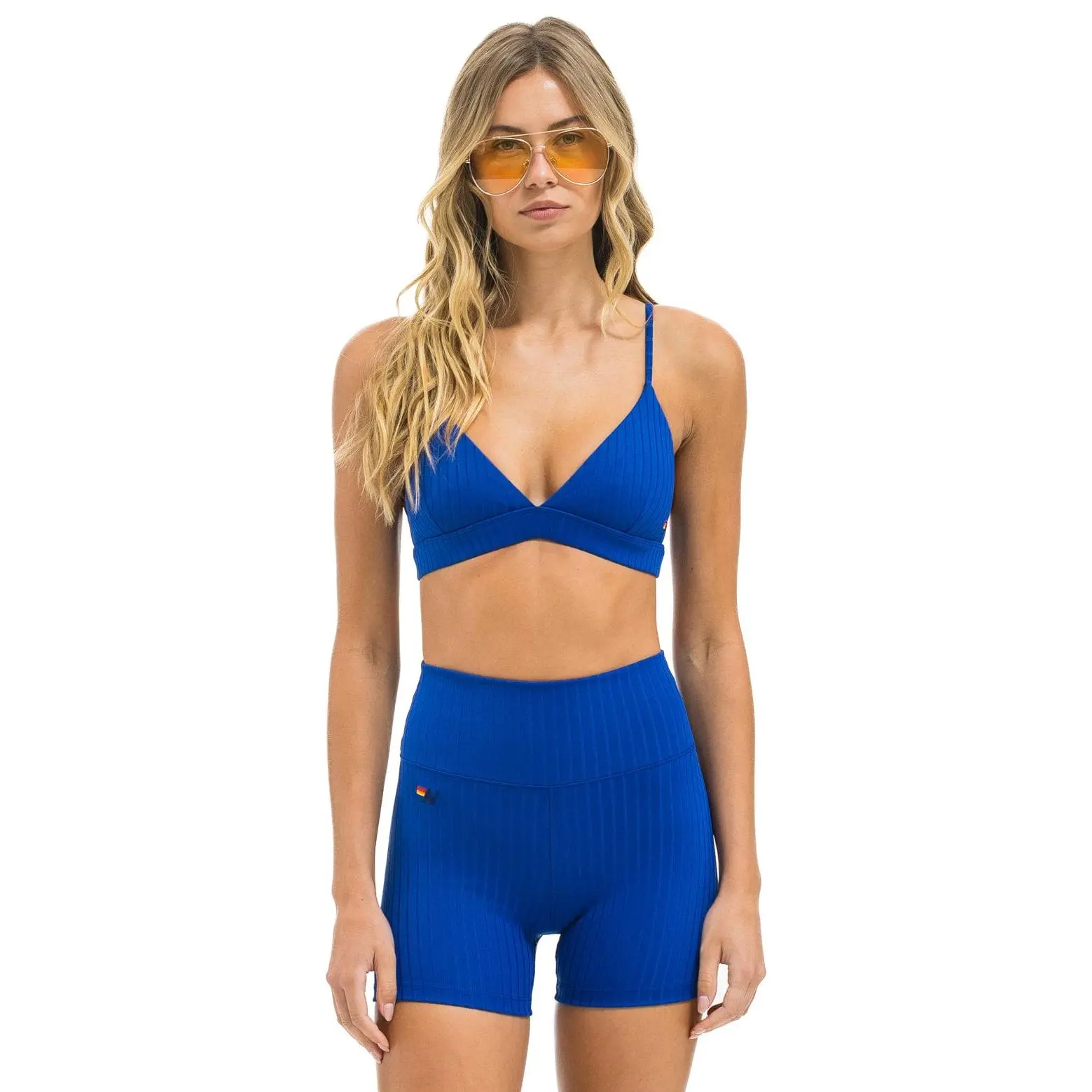 WIDE RIB TRIANGLE ADJUSTABLE SPORTS BRA - ROYAL