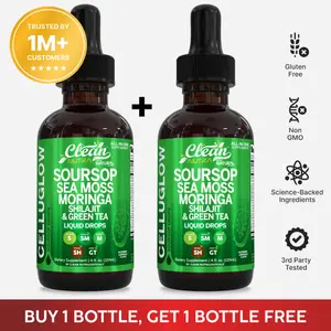 Clean Nutra BOGO | Soursop, Sea Moss, Moringa, Shilajit and Green Tea for Cellular Health & Radiance Support - CelluGlow