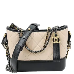 Pre-owned CHANEL Leather Crossbody Bags Gabrielle Small Quilted Aged Lambskin Crossbody Bag Black