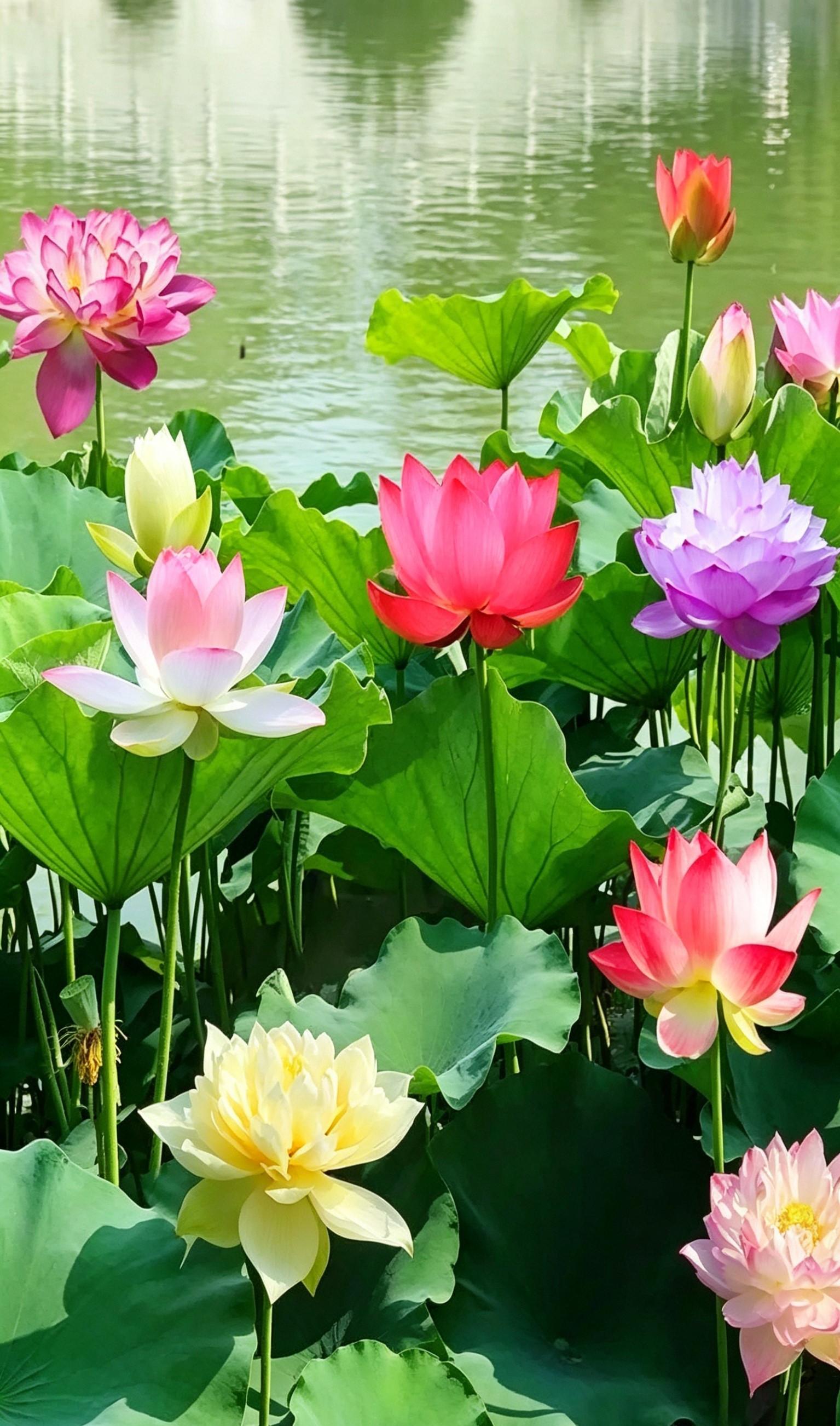 60 Pcs Mixed Rainbow Bowl Lotus Seeds - Vibrant Water Lily Seeds for Patio Ponds and Indoor Aquatic Gardening