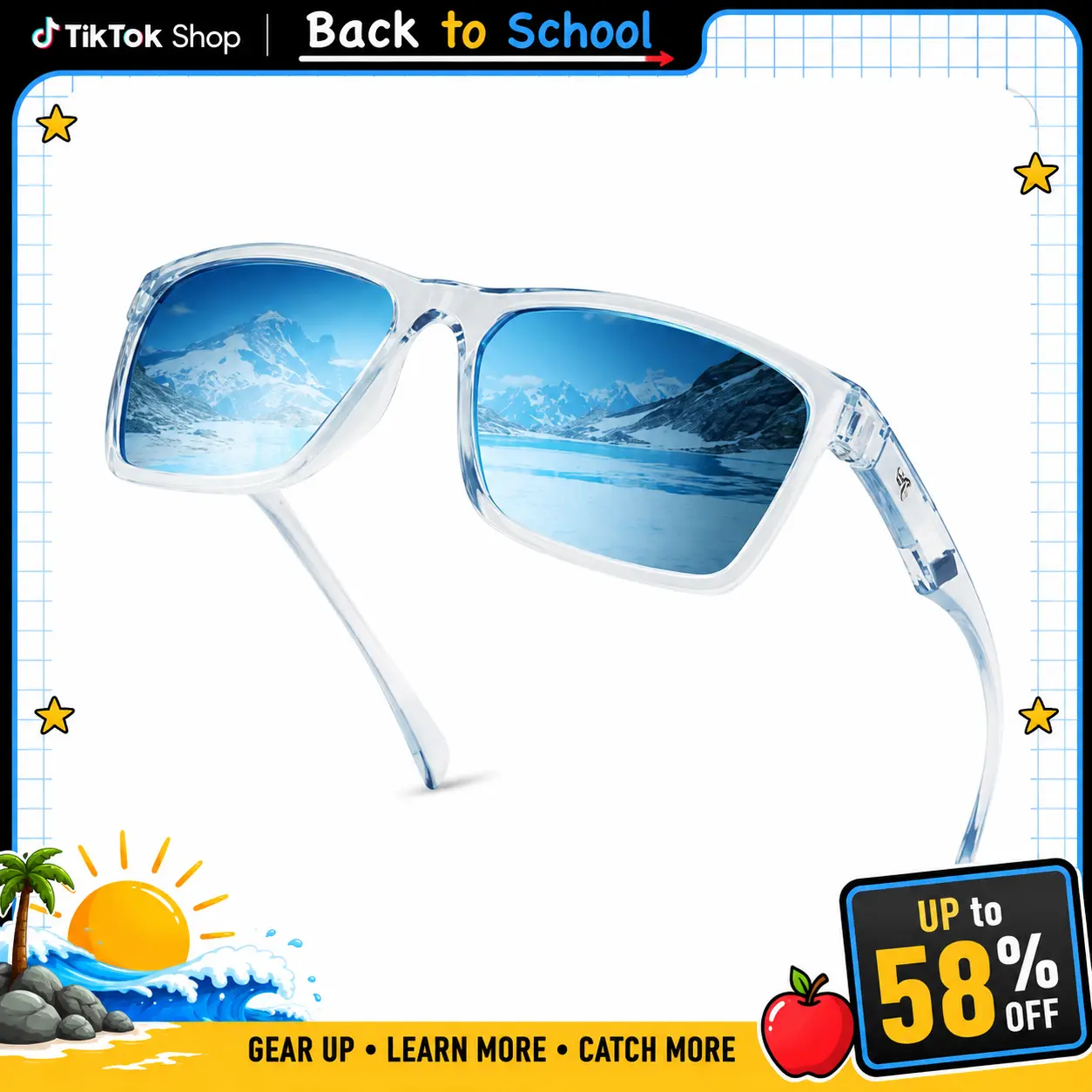 [Back to School Gift] KastKing FlatRock or Huzzah Polarized Sport Sunglasses | UV Protection for Fishing, Driving, Cycling, Running, Summerwins
