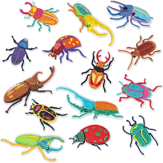 14 Pcs Bug Iron on Patches Embroidered Insect Sew on Patch, Beetle | Vintage Insect Applique Fabric Patches for DIY Clothing Jeans Jacket Bag Caps Arts Craft Sewing Decoration Repair