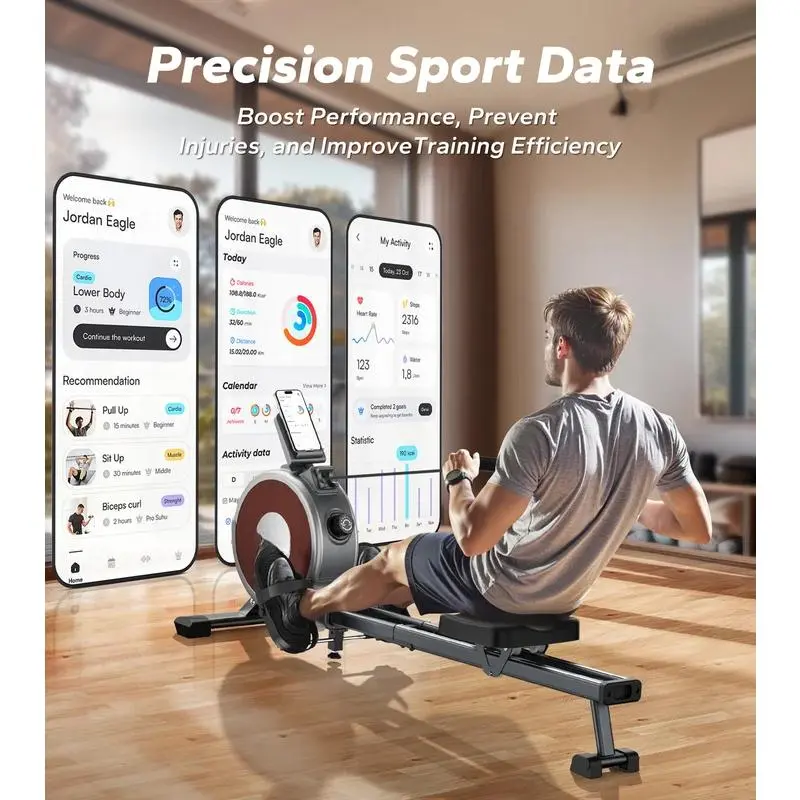 Home Rowing Machine: High Resistance Magnetic Rowing Machine with 16 Silent Resistance Levels, LCD Display, App Compatibility, and Smooth Rowing Experience