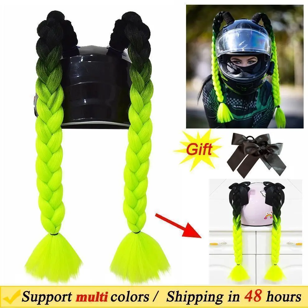 Women's Motorcycle Helmet Braids Wig - 2pcs/Pair Twist Dual Pigtail Ponytail, 164 Colors, Suction Cup Attachment for Cycling, Skiing Model & Toy Vehicle Accessories