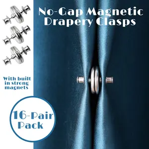 16 Counts Magnetic Curtain Clips,Double Magnetic Closure Curtain Magnets Prevent Light Gaps Secure Curtain Closure for Home Bedroom Office Draperies