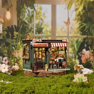 DIY Miniature House Kit, Build Your Own Small Model Home, Beginner Friendly 3D Wooden Bookshelf Corner, Perfect for Family Friends, Home Decoration