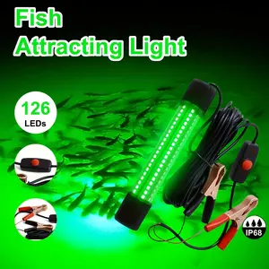 12V 126 LEDs 13W fishing light Underwater Night Fishing Lure Finder Light Green Submersible Fishing Lights with 5M Power Cord for Pool Boat Sea Ice Fishing Attractants More Fish