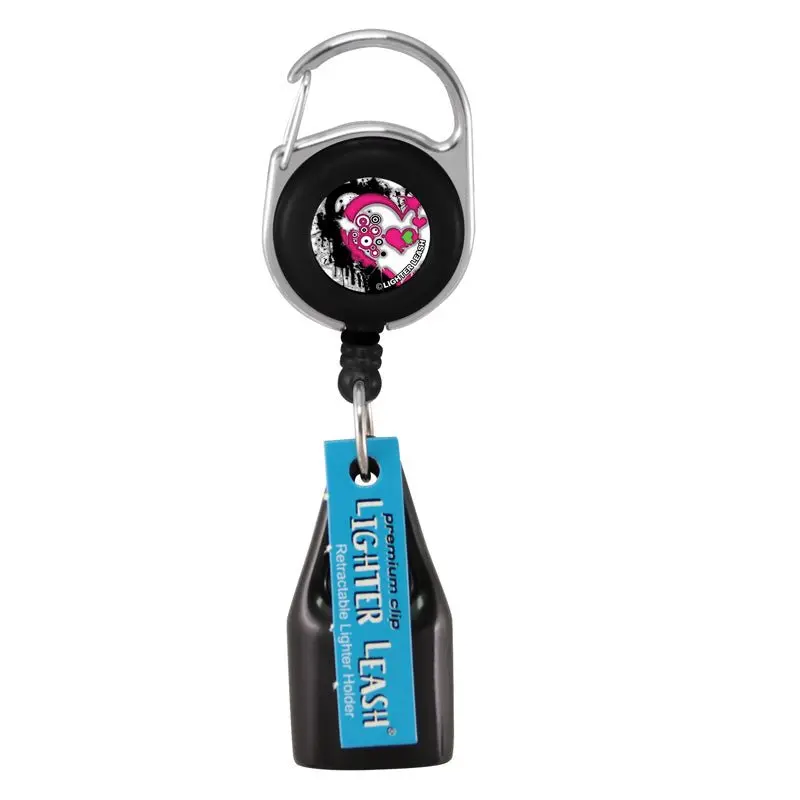 Lighter Leash® with Pink Hearts Design, Heart Stickers, Nylon Cord for Secure Hold – Office Identification Badge Accessory