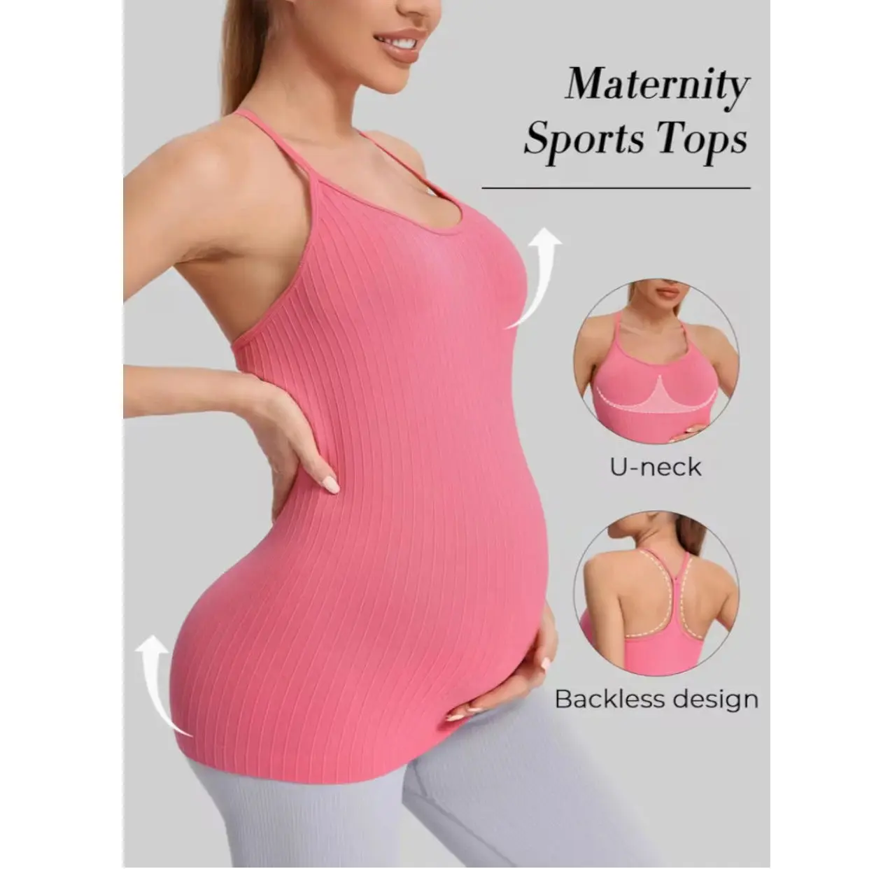 Racerback Maternity Yoga Tank Top with Quick-Dry Slim Fit