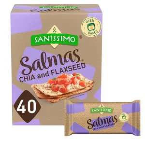 Sanissimo Salmas Chia & Flaxseed, 40 Packs of 3 Crackers, Oven Baked Corn Crackers, Gluten Free, Non-GMO, Kosher Certified