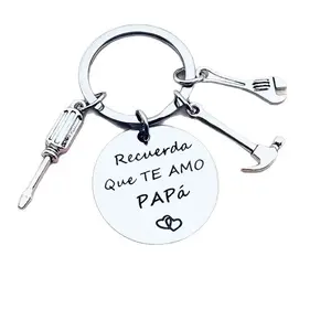 Stainless Steel Tool Keychain Best Father's Day Gift 2026! "Recuerda Que Te Amo Papa" Durable Hammer, Wrench & Screwdriver Design | Trendy Men's Fashion Car Key Accessory