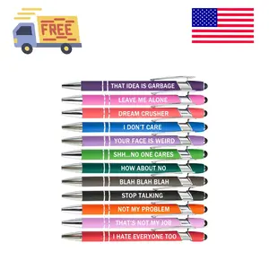 12 Pieces Funny Sarcastic Ballpoint Pens, Black Ink (12 Color,Negative)