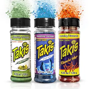 Takis Powder Flamin Hot, Blue Heat & Guacamole 3 Pk, Takis Seasoning Dust 90 gr 3 Pk for Fruit, Popcorn, Corn, Chamoy Pickle Kit, Polve De Takis Fuego, Chili Powder, Wing Seasoning, Mexican Spicy Flavor