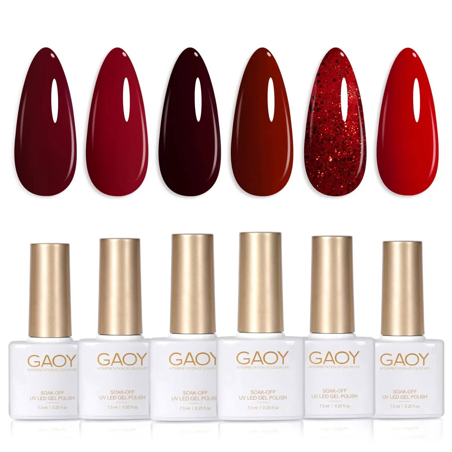 GAOY Burgundy Red Gel Nail Polish Set for Christmas Nails Holiday Gift Pick 6 Colors Including Dark Red Cherry Wine Red Gel Polish Kit U V LED Soak Off Nail Polish Home DIY Manicure Nail Salon Varnish