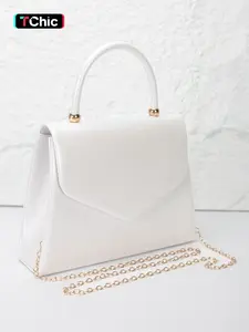 White Women's Evening Bag, Chic Crossbody Purse, Versatile Purse, High-gloss Pu Handbag, Stylish Clutch Bag, Box Bag, Comes with A Shoulder Chain for Single-shoulder Or Crossbody Use, Ideal for Weddings, Parties, Galas, Holiday Gifts