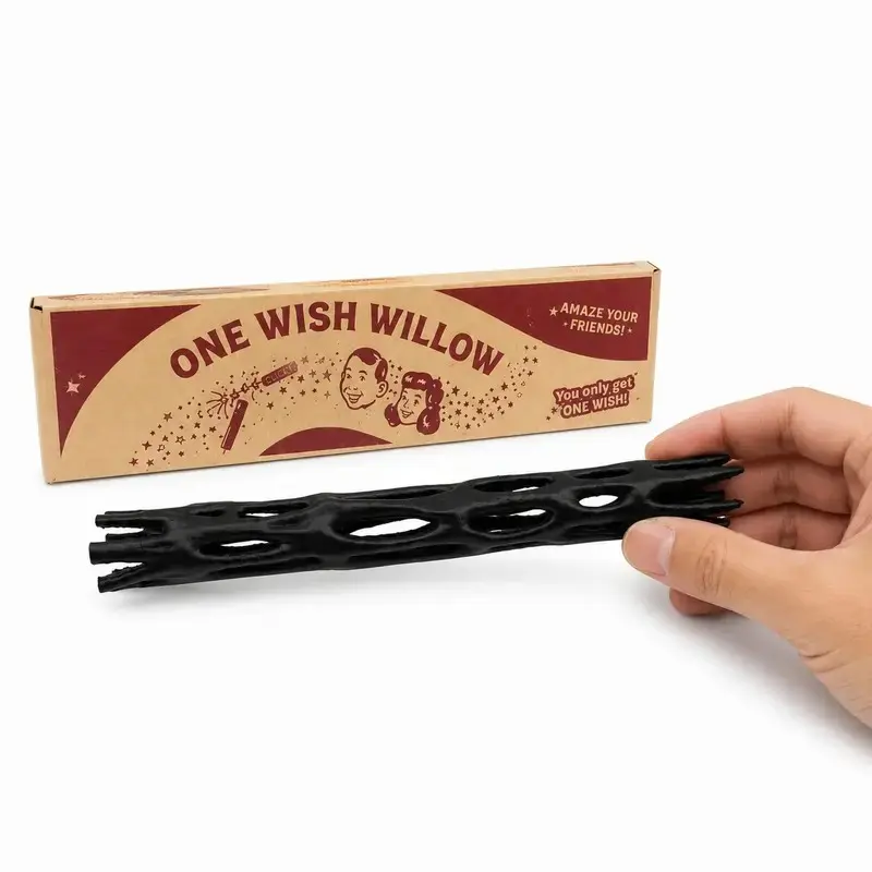 Wish Willow Branch Prayer Stick, 3D Printed Hollow Wood Grain Ornament, Vintage Box Desktop Decor, Photography Prop