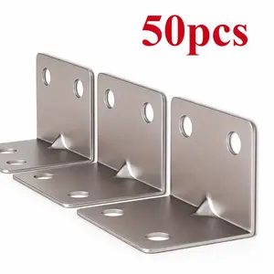 50pcs Heavy Duty 90-Degree L Brackets - Metal Right Angle Corner Braces with Pre-Drilled Holes, Durable Anti-Rust Steel Supports for Furniture Shelves, Home & Workshop Woodworking DIY Projects