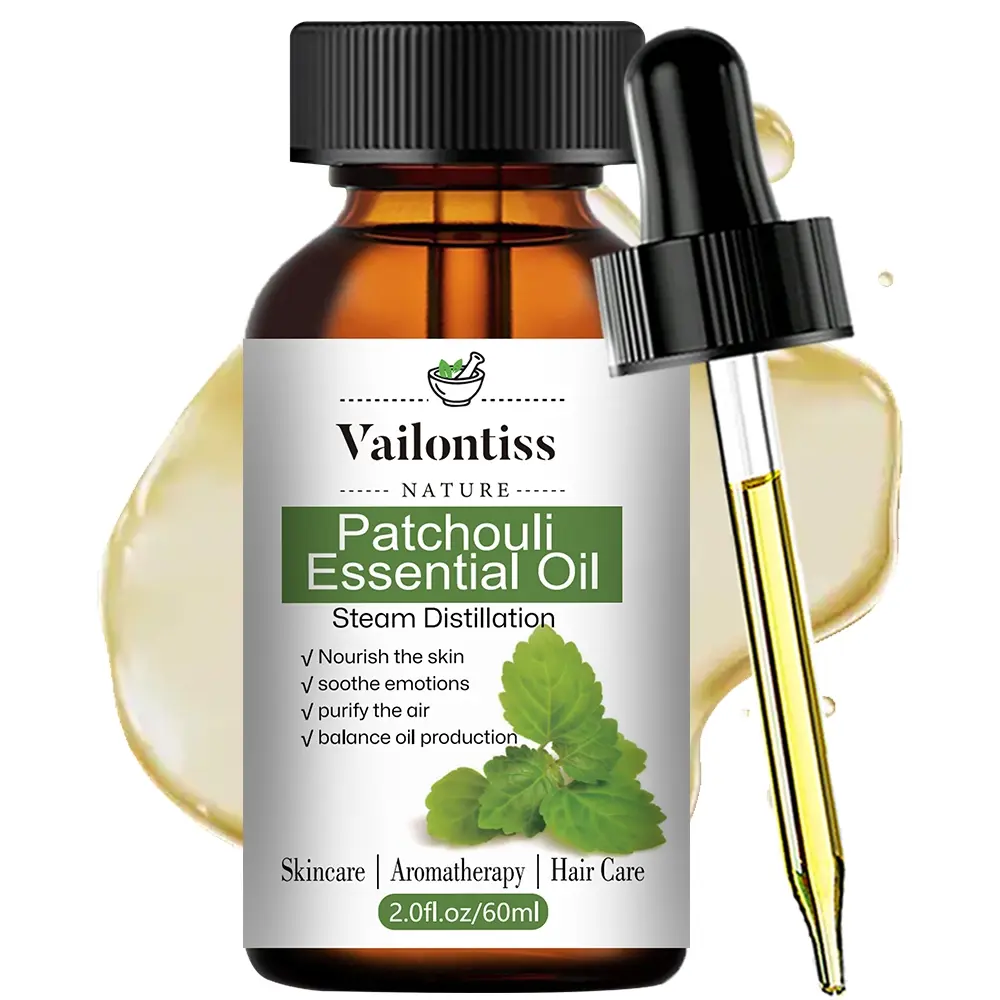 Patchouli Natural Essential Oil 60ml – Emotional Balance, Relaxation, Skin Care, Aromatherapy, Aromatic Scent, Antibacterial, Anti-Inflammatory, Deodorizing, Insect Repellent
