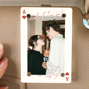 Personalized Playing Card Photo Gift, Couple Love Card Decor, Custom Photo Keepsake Anniversary Gift for Him Her Custom Photo Car Visor Clip
