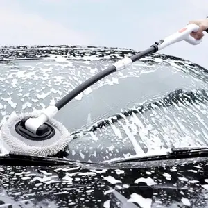 Car Wash Foam Rich Ergonomic Grip Extendable Handle Mop Brush, Adjustable 20° Bend Car Cleaning Tool, Dual Use for Home & Car Care, Car Cleaning Supplies