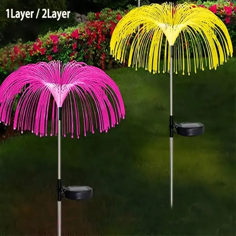 1 Layer/2 Layer Solar Lawn Lights, Courtyard Lights, Garden Landscape Lights, Decorative String Lights, Jellyfish Lights, Color-Changing Jellyfish Lights, Ground-Mounted Lights, Solar Lights Outdoor, Garden Decorative Lighting