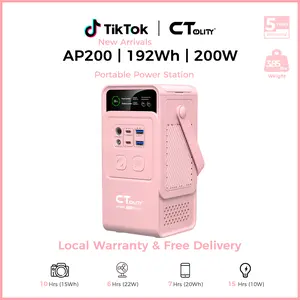 [Summerfinds]CTOLITY AP200 Portable Power Bank 192Wh 200W LiFePO4 Battery 3000+ Cycle 140W Ultra Fast Charging  LED DC Solar 150W