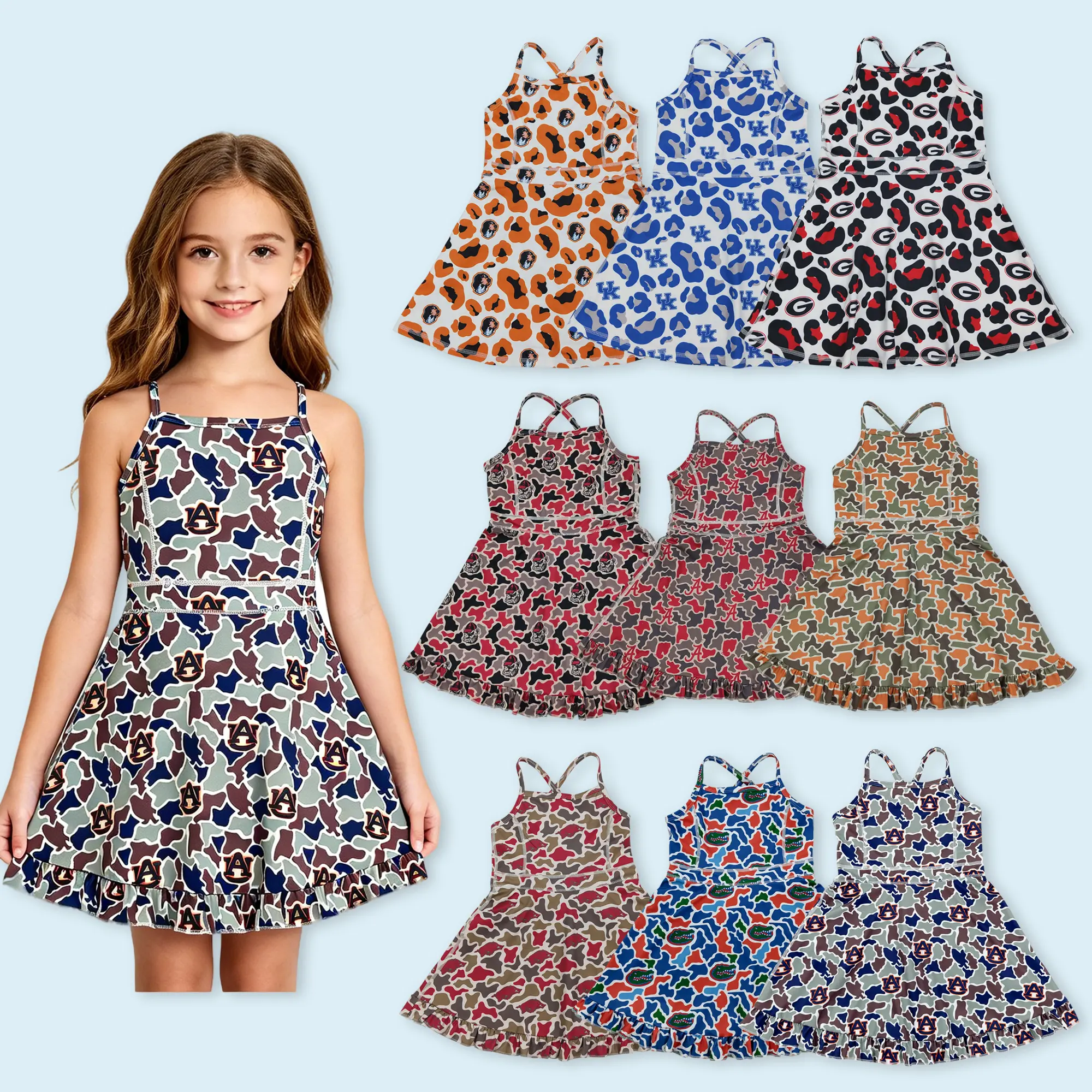 Girls kids active wear yoga dress athletic jersey dress team style dress