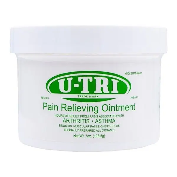 U-TRI Pain Relieving Ointment 199g - Organic Formula for Arthritis Asthma Sinusitis Muscle Pain Chest Colds Relief - 7oz Jar