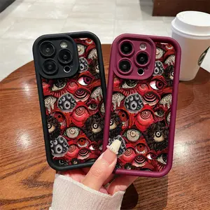 Abstract Eye Pattern Phone Case , Soft Silicone, Fully Protected and Shockproof For iPhone 16 15 Pro Max 14 16Pro 13 12 11 XSMAX Plus Camera Protector Cover