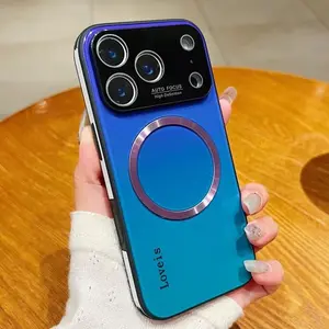 Magnetic Gradient Case for iPhone 17/16/15/14/13/12 Pro Max Luxury Tempered Glass Style Back MagSafe Compatible Scratch-Resistant Full Camera Lens Protector