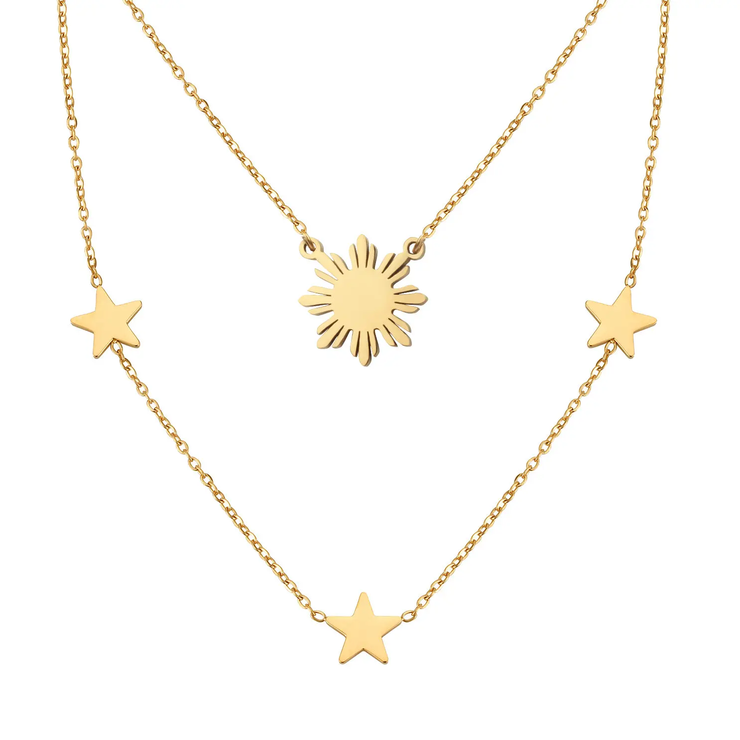 LIVE Exclusive Filipino Heritage Layer Set – Philippines Sun Necklace + Three Stars Necklace Bundle