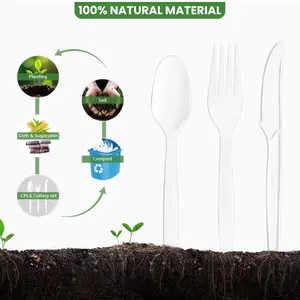 “Compostable Cutlery Set (150 PCS) – Eco-Friendly Party Forks, Knives & Spoons | No Wash, Just Toss! | Plant-Based PLA Material ”